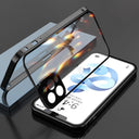Doppelseitige Metall Hülle mit Objektivschutz für iPhone – Schwarz