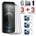 FULL COVER iPhone Displayschutz GLAS | Rundumschutz 3+3 Set – 3x3 Display- & Objektivschutz